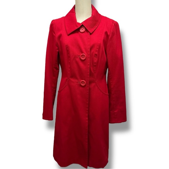 099 H&M | NWOT Vibrant Red Trench Coat - Stylish & Elegant (Size 8) - Picture 2 of 15